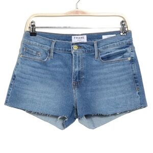 FRAME Le Cutoff Raw Fray‎ Hem Denim Shorts in Bixby